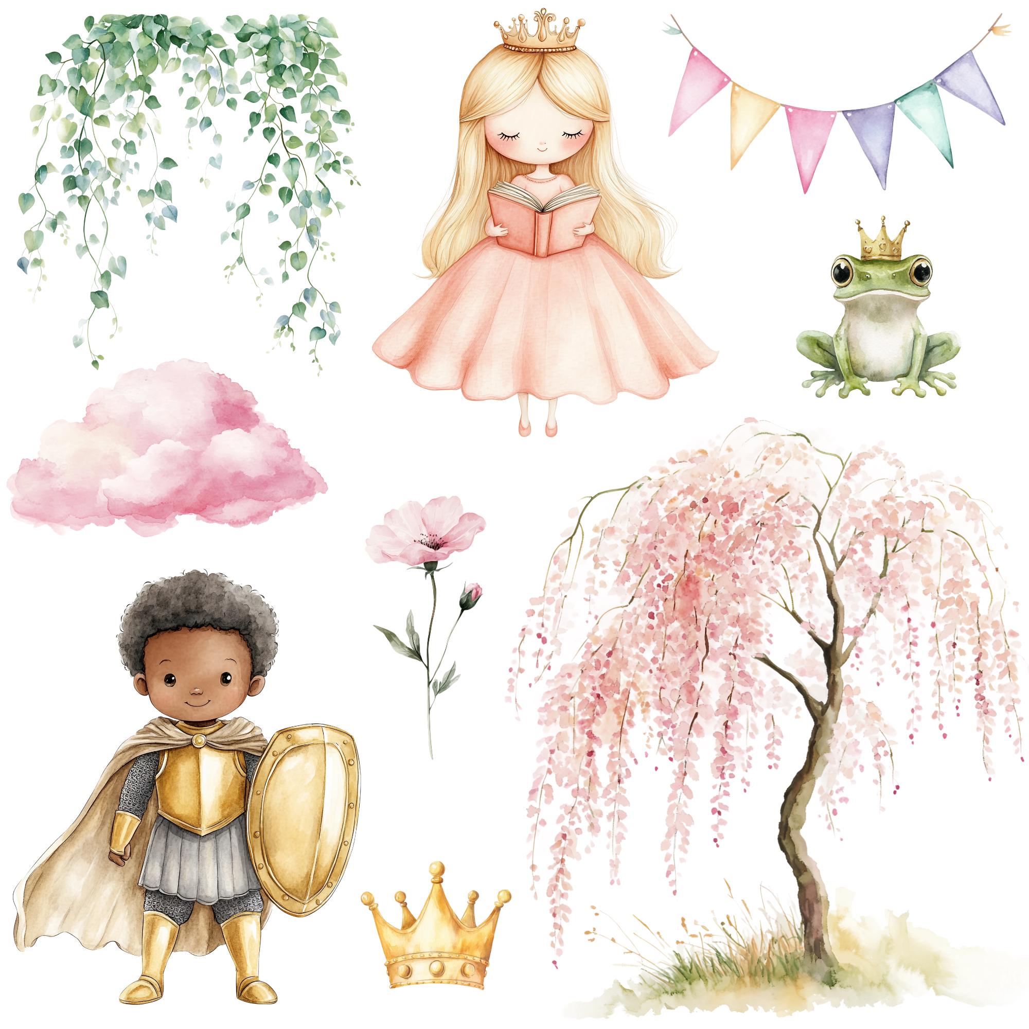 Watercolor Magic Kingdom Clipart Png Bundle, Fairytale Castle, Pink ...