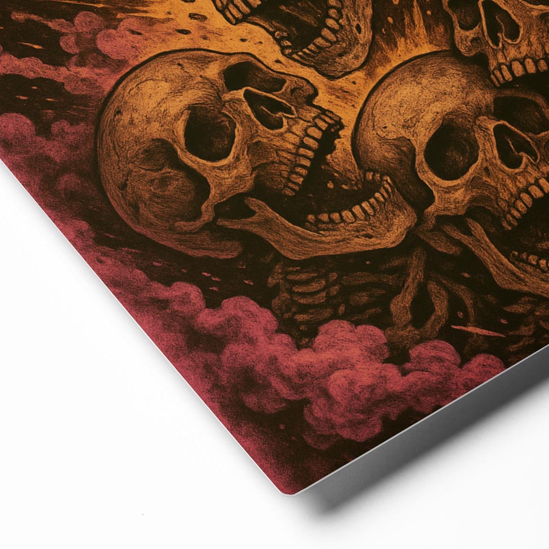 Explosive Gothic Skull Poster | Dark Skeleton Metal Print Wall Art ...