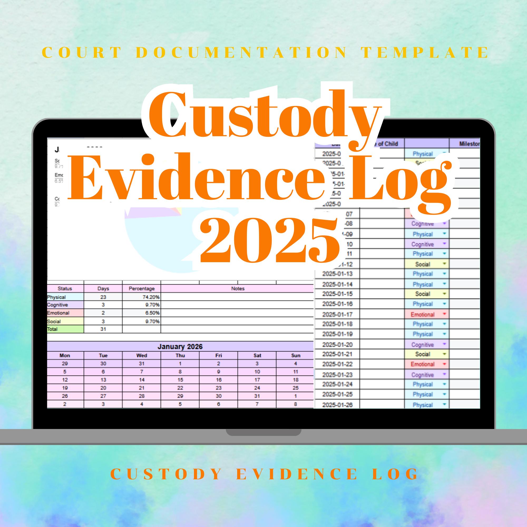 Apc Evidence Log Example Custody Evidence Log 2025 – Court Documentation Template - Etsy