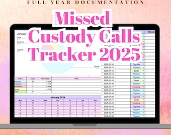 Missed Custody Calls Tracker 2025 – Co-Parenting Communication Log