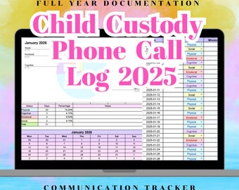 Child Custody Phone Call Log 2025 – Co-Parenting Communication Tracker