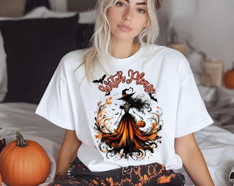 Skeleton Witch Halloween Clipart: Gothic PNG Digital Download