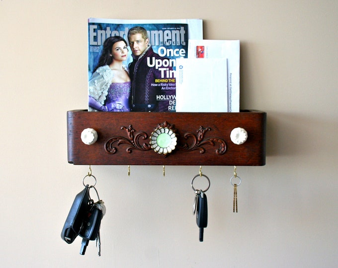 S A L E Mail Organizer, Mail Sorter, Key Rack Vintage Sewing Drawer