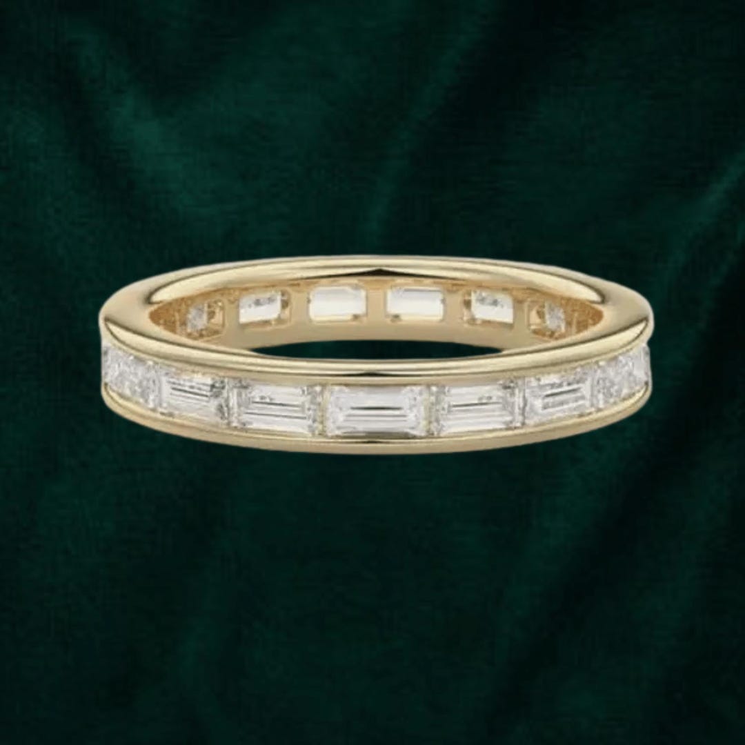 Gold Baguette Diamond Eternity Band | Channel Set Wedding Ring ...