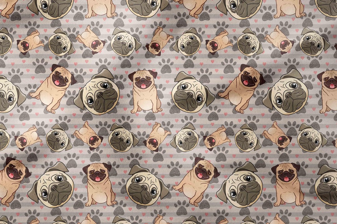 Cute Pug Dog Seamless Pattern | Funny Puppy Digital Paper | Cartoon Pet ...