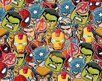 Superhero Heads Seamless Pattern | Cartoon Comic Book Digital Paper | Action Movie Inspired Sublimation File