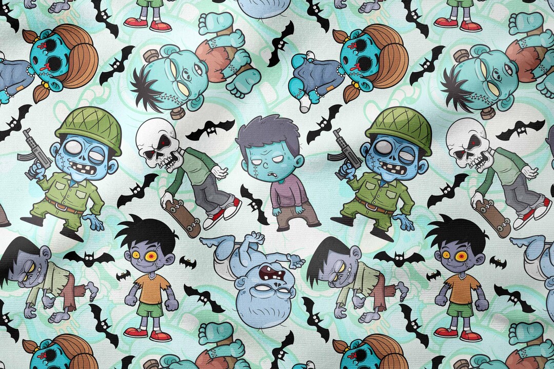 Undead Patterns Zombie Seamless Pattern | Digital Paper | Cute Horror Halloween Print ...