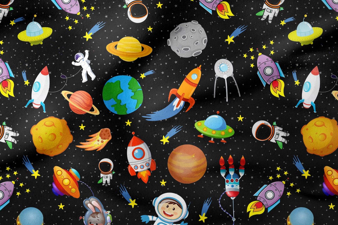 Space Seamless Pattern | Astronaut, Rocket, Planet Print (digital Paper ...