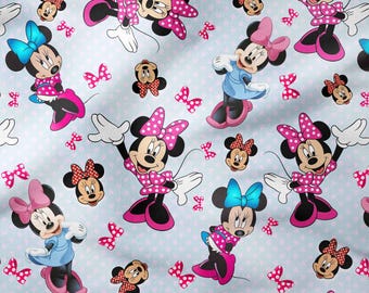 Naadloos muispatroon | Digitaal papier | Roze strikprint | Op Minnie geïnspireerde achtergrond | Babykamerstof meisjes | Leuk muispersonage