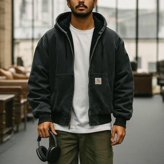 Handmade Detroit J130 Hoodie | Moss Green/black Pullover Work