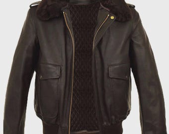 Vintage 90s J & C Haward Inc Type A-2 Cowhide Leather Flight