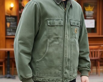 Men's Vintage Y2K Carhartt Jacket | Moss Green Sandstone Coat