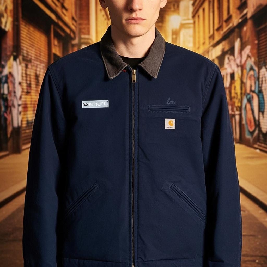 【年末セール中！】Carhartt J97 DetroitJacket ネイビー CARHARTT DETROIT JACKET J97 DPB BLUE W BLACK COLLAR BLANKET LINED