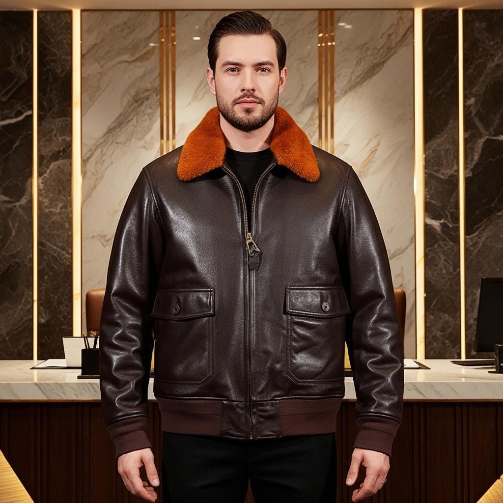 Distressed Cowhide Leather G-1 Flight Jacket Vintage US Navy