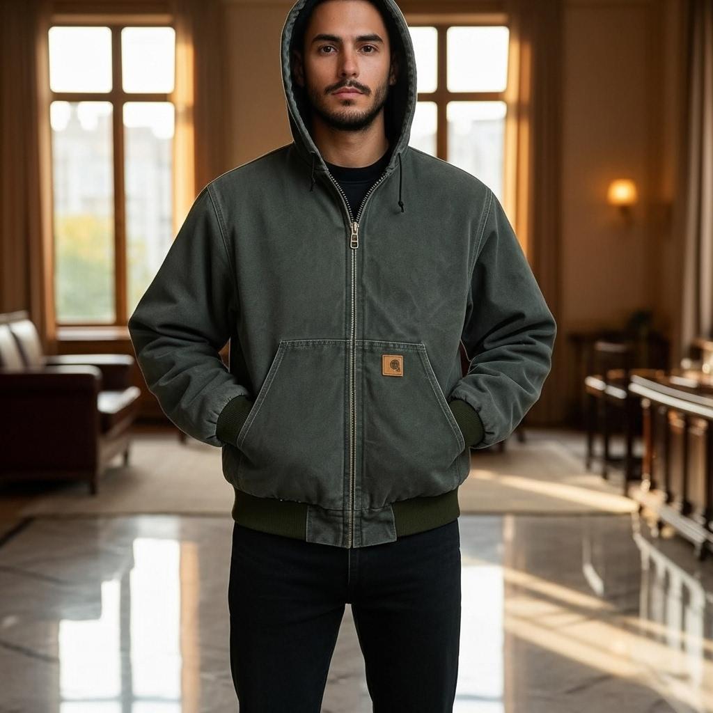 Handmade Detroit J130 Hoodie | Moss Green/black Pullover Work