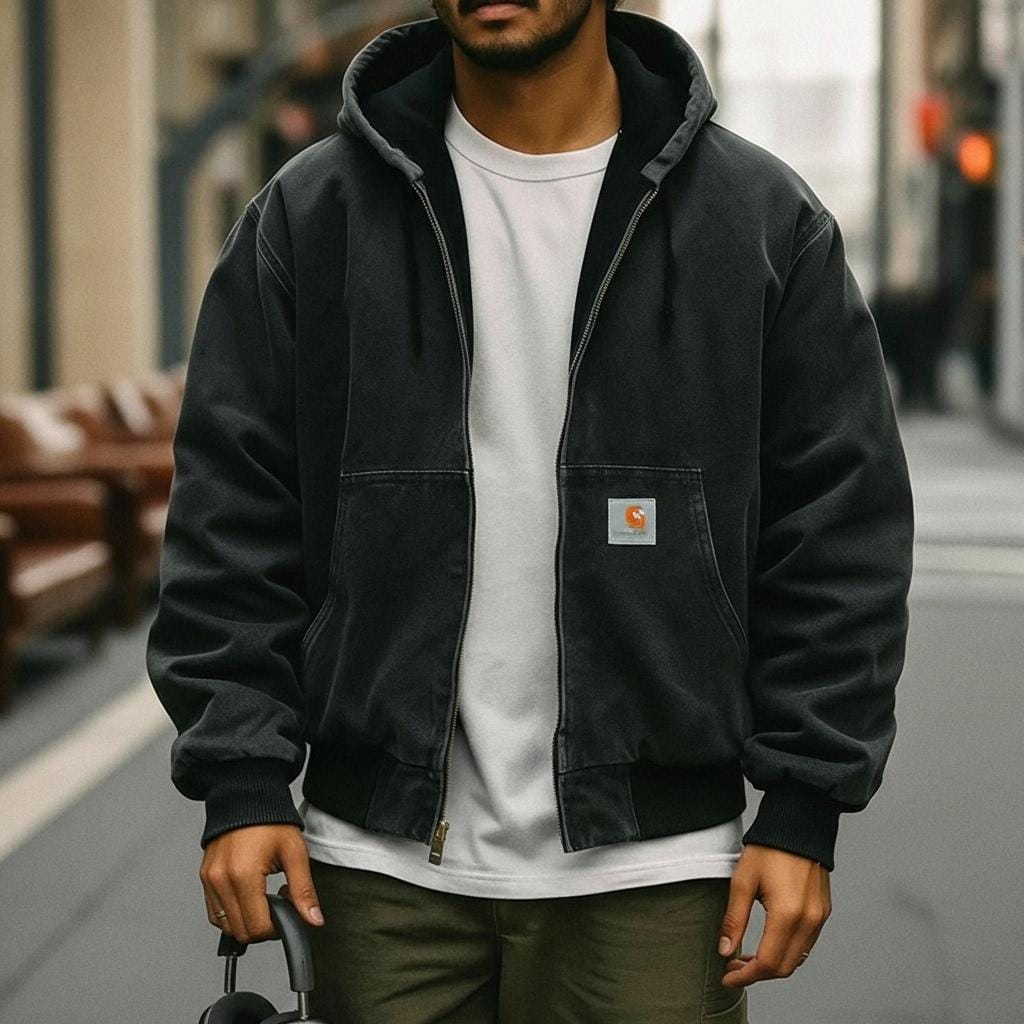 Handmade Detroit J130 Hoodie | Moss Green/black Pullover Work