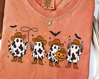 Comfort Colors® Western Ghost T-Shirt, Halloween Shirt, Cute Ghost Shirt, Halloween Party Shirt, Spooky Fall Shirt, Country Girl Gift