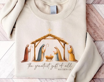 Den största gåvan av alla tröja, kristen jultröja, julkrubbatröja, jultro Jesus födelsetröja, bibelvers