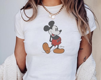 Retro Mickey Disney Baby Tee, Classic Mickey Baby Tee, Magic Kingdom Shirts, Classic Mickey Baby Tee, Y2k 90s Style Mickey Mouse Tee