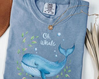Minimalist Beach Shirt, Funny Meme Shirt, Oh Whale Shirt, Summer Aesthetic, Oversize, Womens, Mens, Unisex Comfort Colors T-shirt