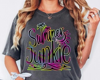 Comfort Colors® Beach Vacation Shirt, Summer Junkie Shirt, Summer Vibes Shirt, Ocean Wave Shirt, Tropical Palm Shirt