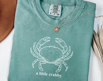 Comfort Colors® A little Crabby Shirt, Minimalist Beach T-shirt, Funny Meme Shirt, Summer Aesthetic Shirt, Funny Beach Shirt, Coastal Shirt