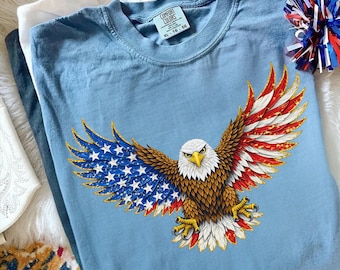 Comfort Colors® American Eagle Shirt, Patriotic Eagle Shirt, USA Flag Shirt, 4th Of July Shirt, Freedom Eagle Shirt, Independence Day Shirt