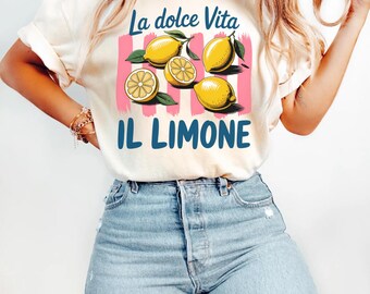 Preppy Lemon Tshirt Comfort Colors Italian Summer Fruit T Shirt, Fruit Shirt, Farmers Market Shirt Birthday Gift For Her, Summer Tank Top