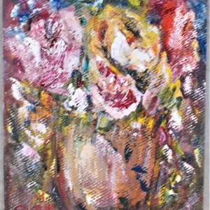 Clearance Butter Cup Floral impressionistic oil painting by Texas artist Davila signed 8x10 inches