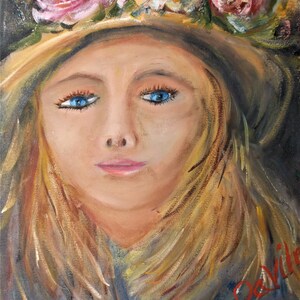Original The Golden Girl impressionistic oil painting by Texas artist Davila signed 16x20 inches