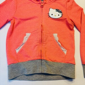 Sudadera con capucha de Hello Kitty Sanrio para niña, talla 4T, con cremallera completa, rosa, de dos caras, vintage Y2K imagen 5