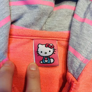 Sudadera con capucha de Hello Kitty Sanrio para niña, talla 4T, con cremallera completa, rosa, de dos caras, vintage Y2K imagen 6