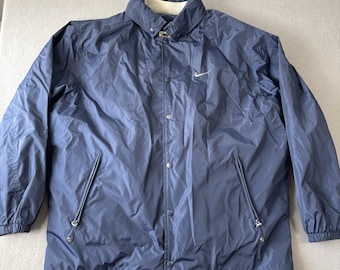 Giacca vintage Nike 3 in 1 da uomo, taglia L, blu, con logo Swoosh, cappotto/gilet anni '90 Y2K.