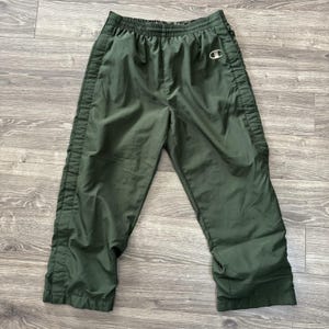 VTG Y2K Champion Snap Button Tearaway Track Pants Mens XS Green Sweatpants Baggy