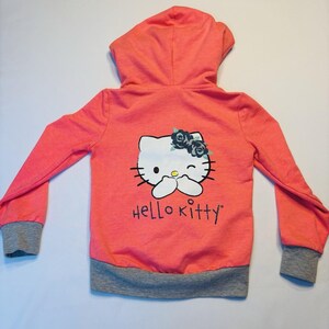 Sudadera con capucha de Hello Kitty Sanrio para niña, talla 4T, con cremallera completa, rosa, de dos caras, vintage Y2K imagen 9