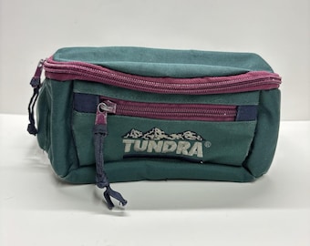 Vintage toendra heuptasje groen paars 3 zakken verstelbare tas buiten wandelen