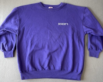 Felpa vintage Bishop's University da uomo, taglia XL, viola, stile college anni '90 Y2K, streetwear, MiC