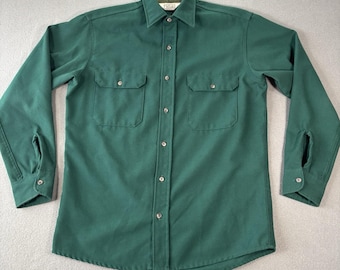 Camicia vintage da uomo WALLS taglia L, a maniche lunghe, verde, anni '70/'80, stile USA, ideale per la caccia.