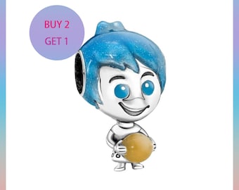Charm de Pixar Inside Out Joy, Charms para pulsera, Charm de plata, Charm Pandora