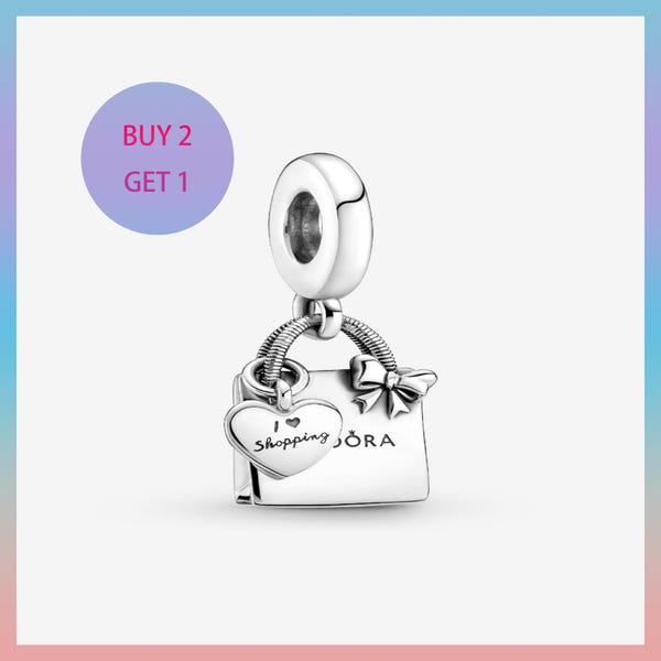 Shopping Bag Dangle Charm,Charms for bracelet,Silver Charm,Pandora Charm