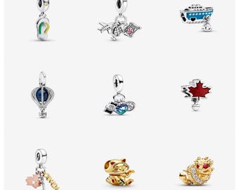 Pandora Charm Airplane Globe & Suitcase Plane Travel Vocation Trio