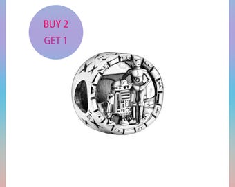 Star Wars R2-D2 & C-3PO Droid Charm,Charms for bracelet,Silver Charm,Pandora Charm