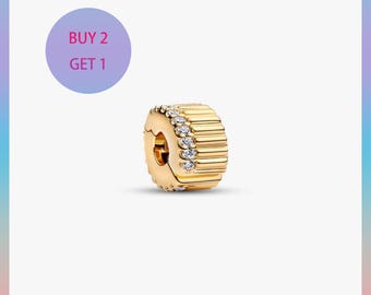 Charm de clip acanalado, Charms para pulsera, Charm de plata, Charm Pandora
