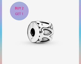 Band of Hearts-clipbedel, bedels voor armband, zilveren bedel, Pandora-bedel