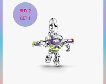 Pixar Buzz Lightyear Dangle Charm,Charms for bracelet,Silver Charm,Pandora Charm