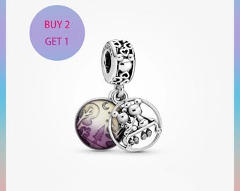 Mickey Mouse & Minnie Mouse Happily Ever After Dangle Charm,Charms for bracelet,Silver Charm,Pandora Charm