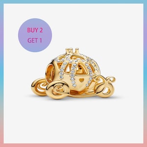 Sterling Silver Cinderella Carriage Charm, Sparkling Zircon