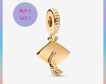 Sterling Silver Graduation Cap Dangle Charm,Charm for bracelet