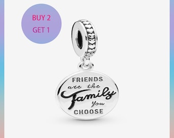 Friends Are Family Dangle Charm,Charms for bracelet,Silver Charm,Pandora Charm