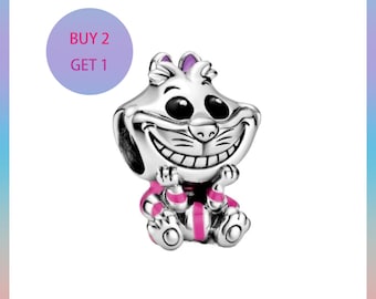 Sterling Silver Alice in Wonderland Cheshire Cat Charm, Bracelet Charm